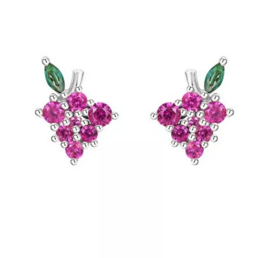 Sterling Silver Grapes Earrings